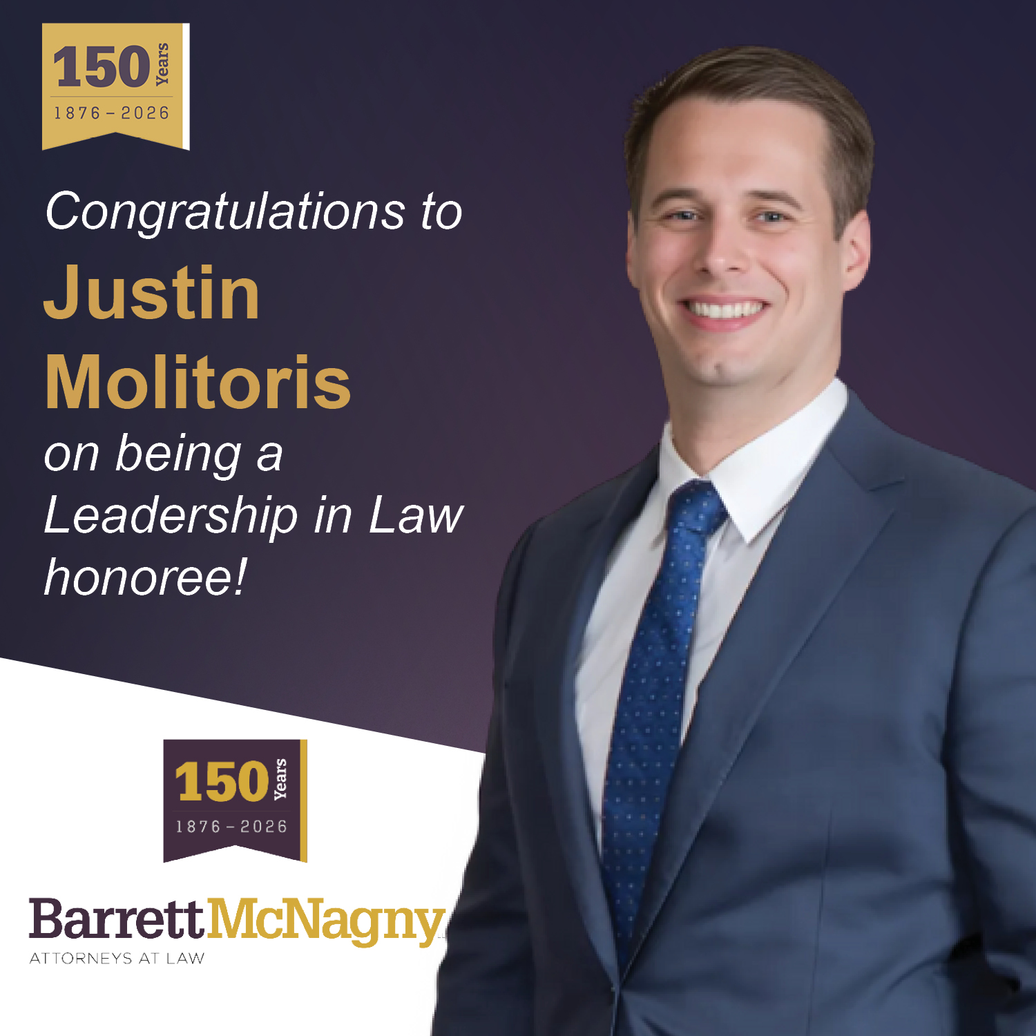 Justin Molitoris Leadership in Law graphic