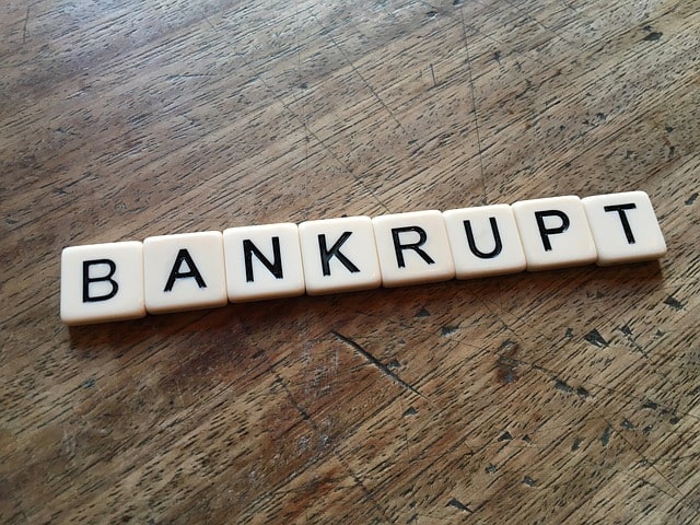 Image of Tiles Spelling Bankrupt